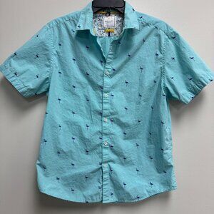 Brand denim & flower men’s button down flamingo print size L slim fit